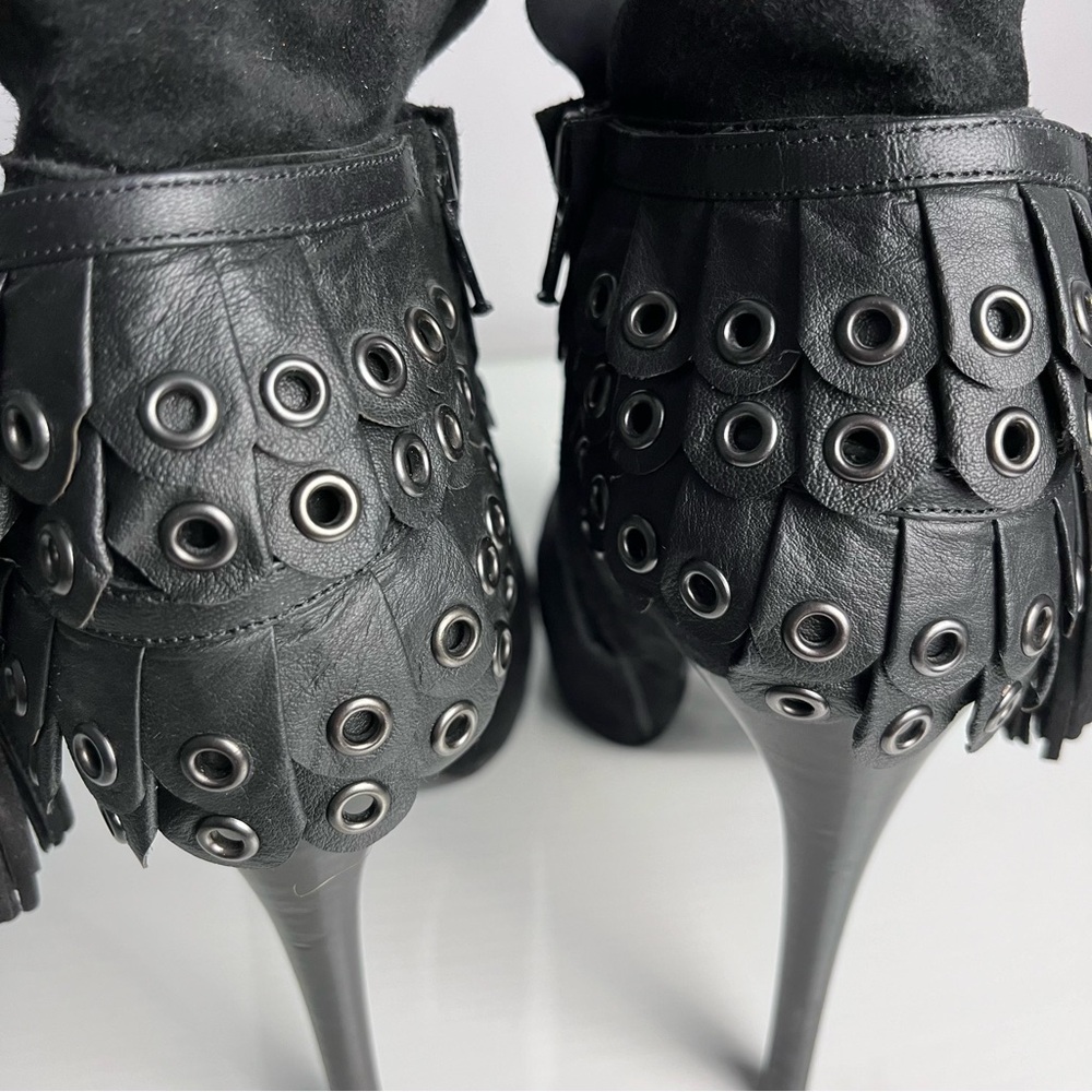 3.1 Philip Lim Womens Black Suede Leather Fringe Tassel Booties Size 35 US 4.5 - Picture 6 of 16